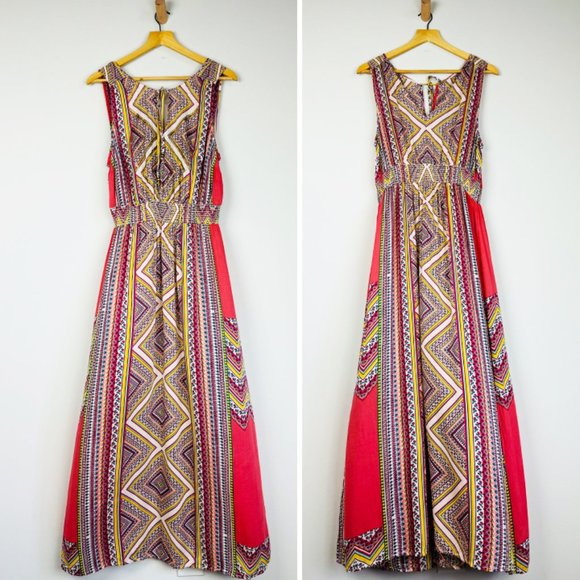 Monsoon Dresses & Skirts - MONSOON Sori Print Sequins V-cut Tie-neck Sleeveless Sun Dress